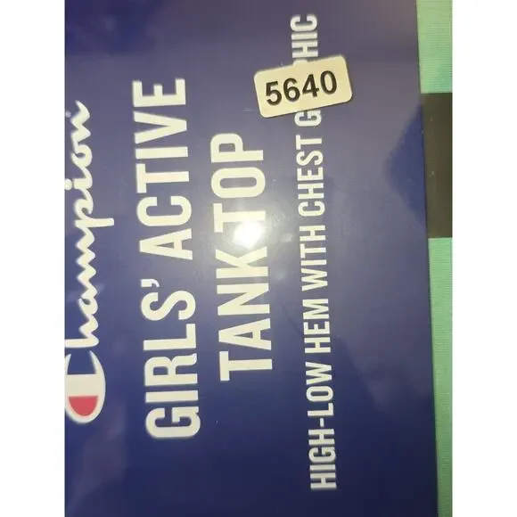 Champion Tank Top High Low Girls 14/16 Graphic Tee Sleeveless Green - Picture 5 of 5